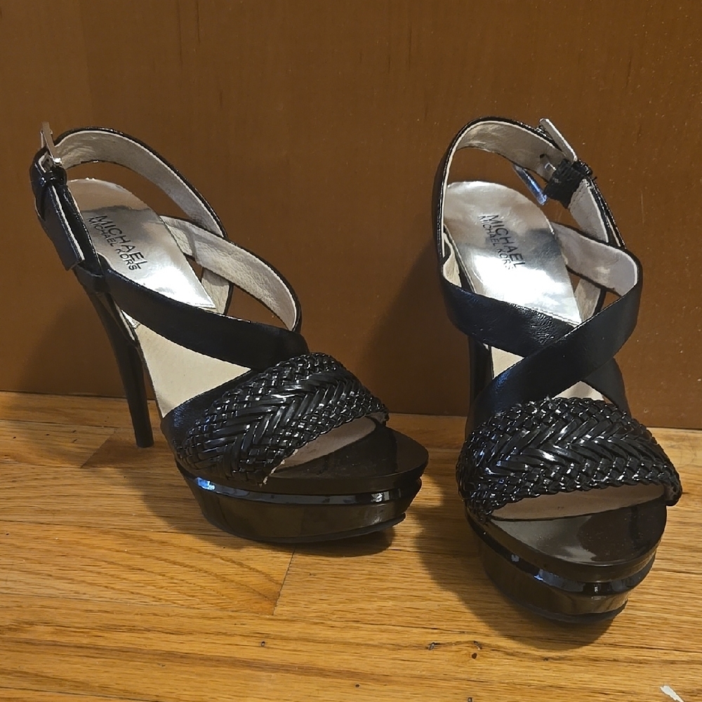MICHAEL Michael Kors Black Stiletto Heels with Ankle Strap